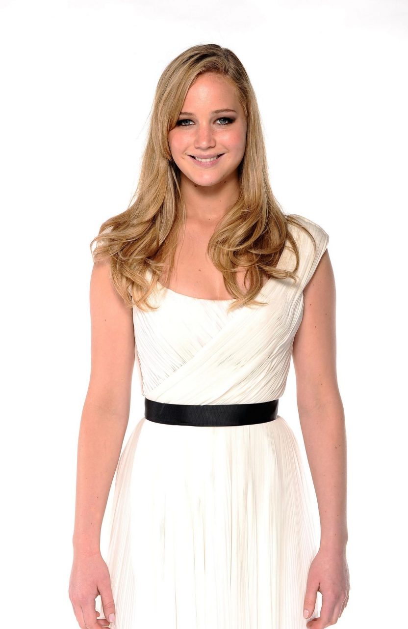 Jennifer Lawrence Hot In White Dress Photos