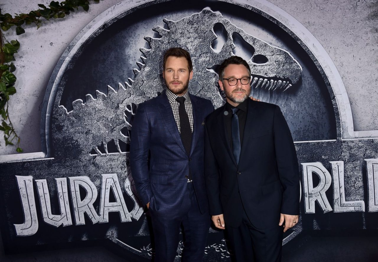 Colin Trevorrow With Actor Chris Pratt Jurassic World Photo Still