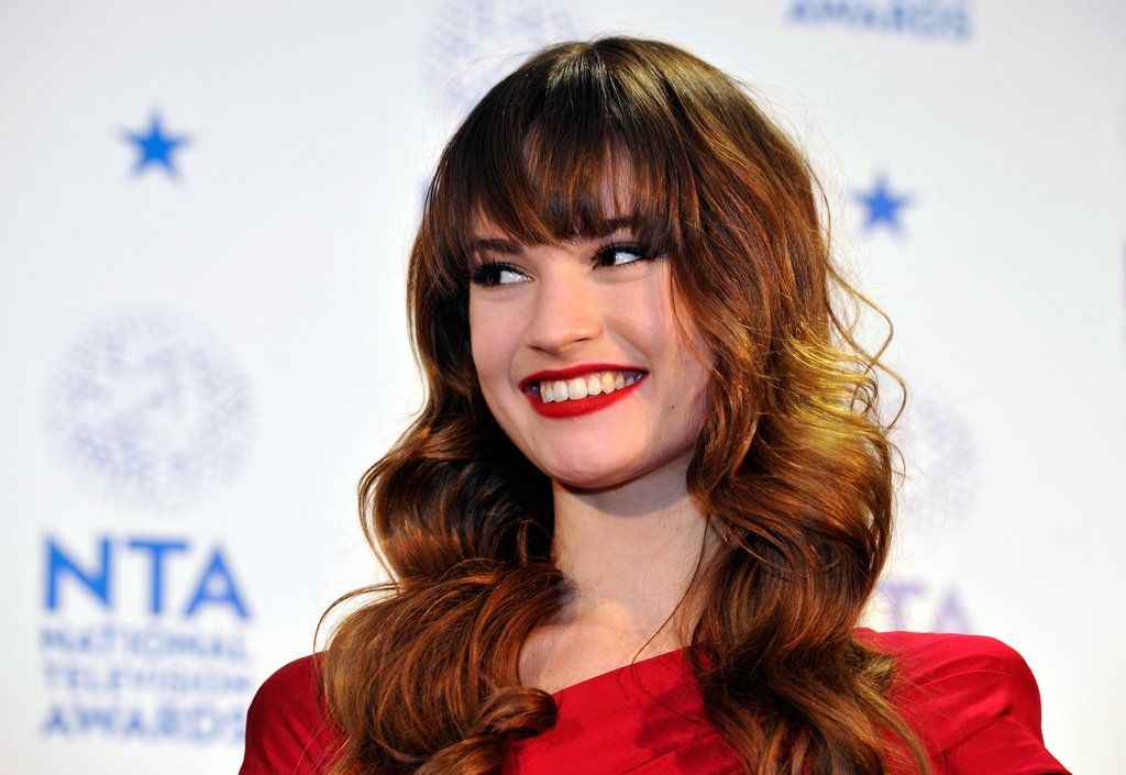 Cute Lily James Brown Hair Style