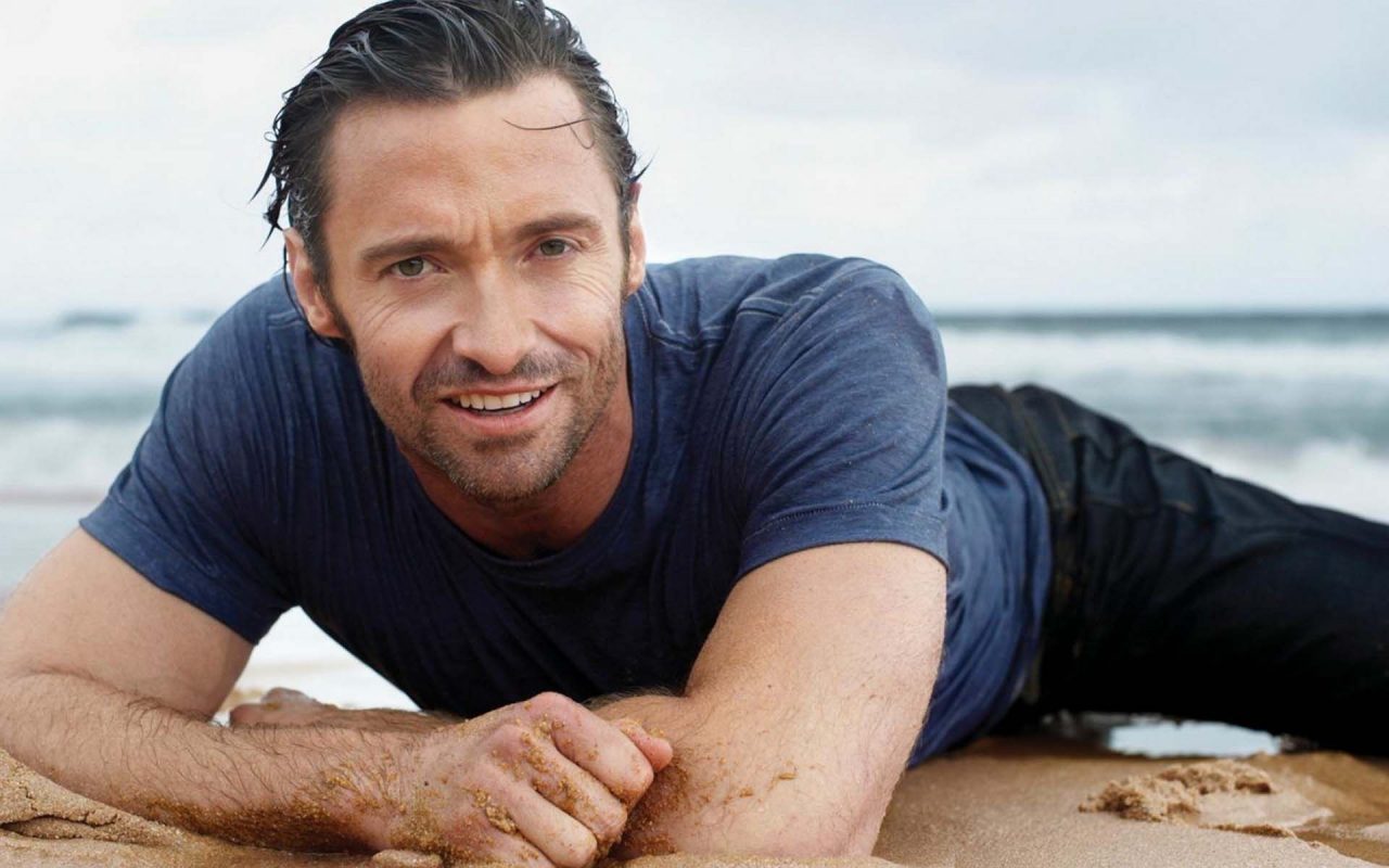 Hugh Jackman Beach Hd Wallpaper