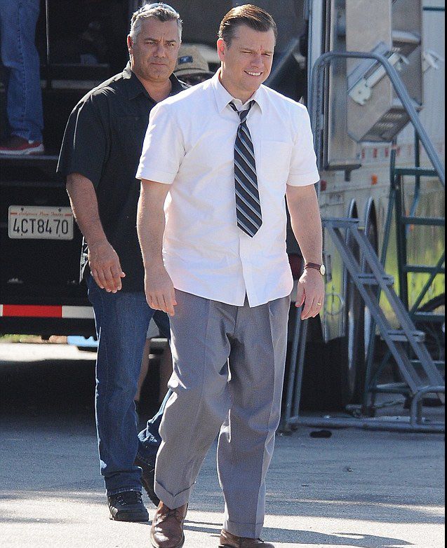 Shooting Spot Photo Still Of Matt Damon In White Shirt