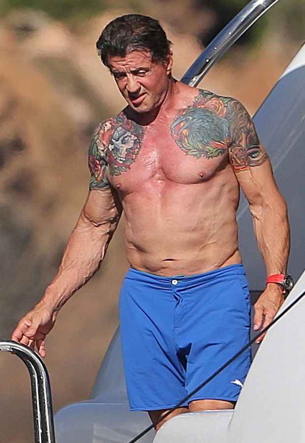 Sylvester Stallone Showed Of His Tattoo Body